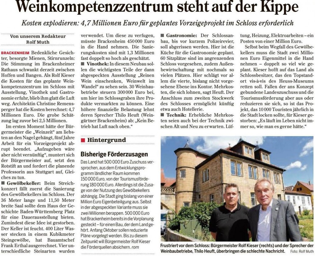 Artikel aus der Heilbronner Stimme v. 9.8.2012