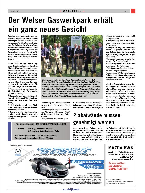 Artikel und Werbung in Kombination